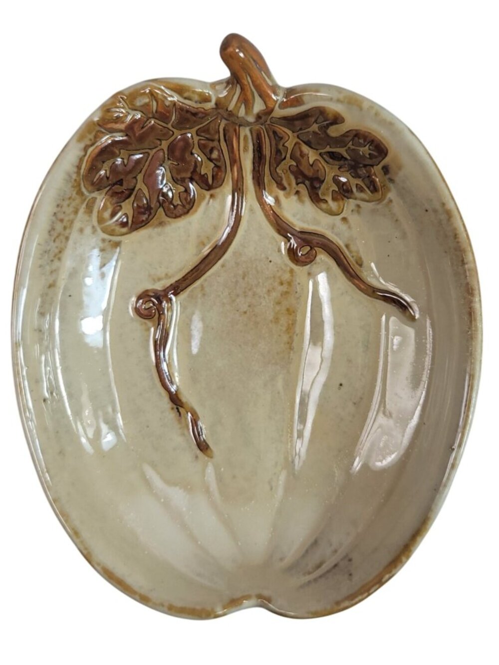 Pumpkin Dish Brown Trinket Candy Fall Halloween Ceramic Glazed Tii Collections